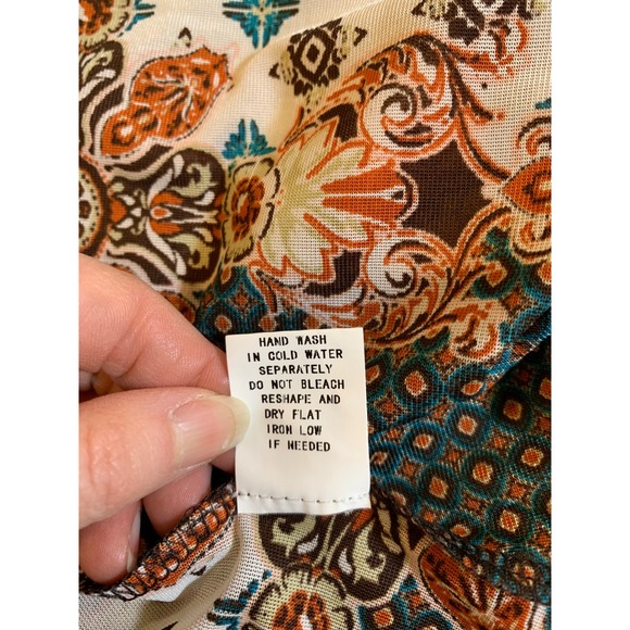 Amber Womens Patchwork Midi cardigan Dress S Brown Boho 70s Vibe Tie Front retro - Picture 5 of 7